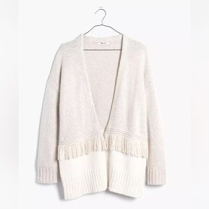 Madewell Colorblock‎ Fringe Cardigan Sweater